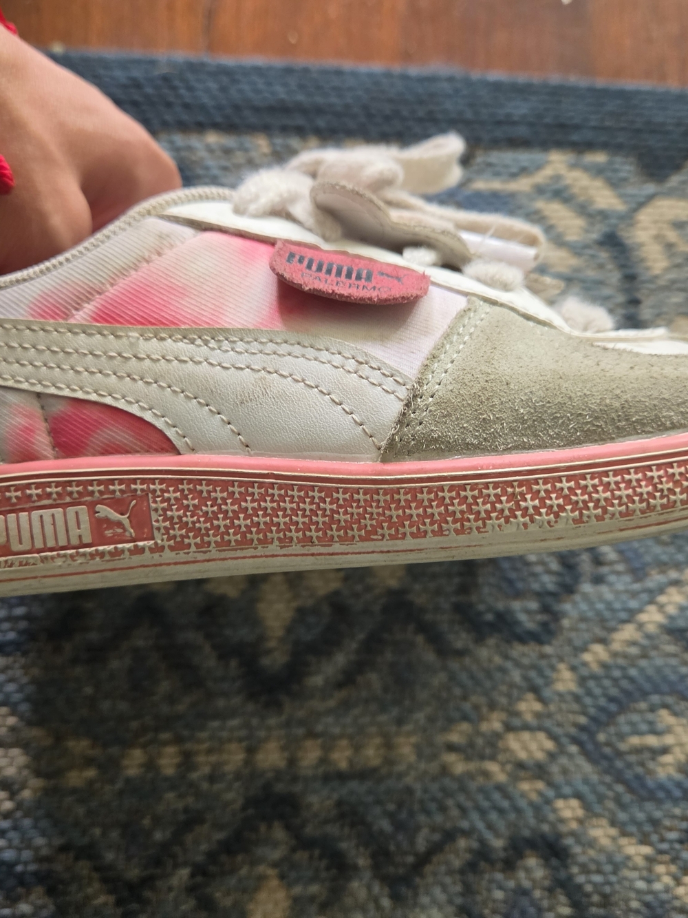 Puma Kids Pink and White Low-Top Sneakers